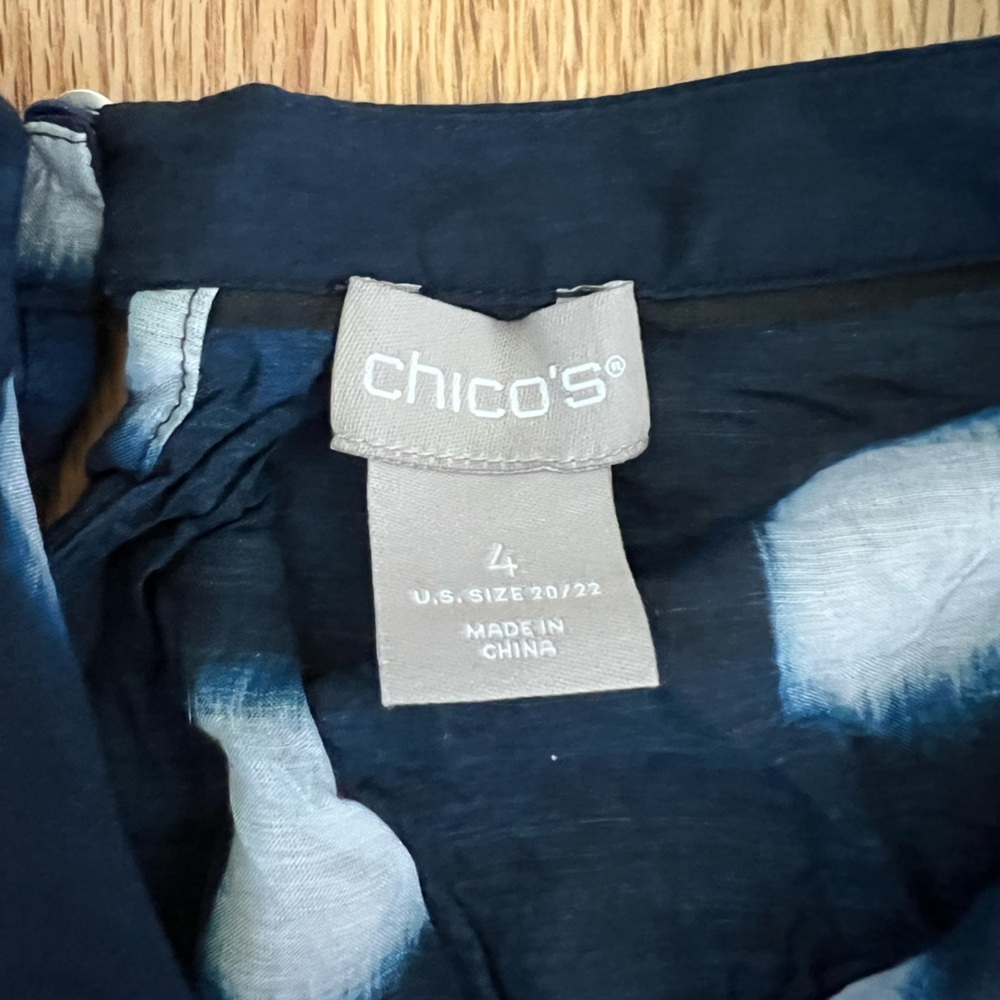 Chico's Blue Ruffled Flutter Sleeve Blouse - Picture 2 of 2